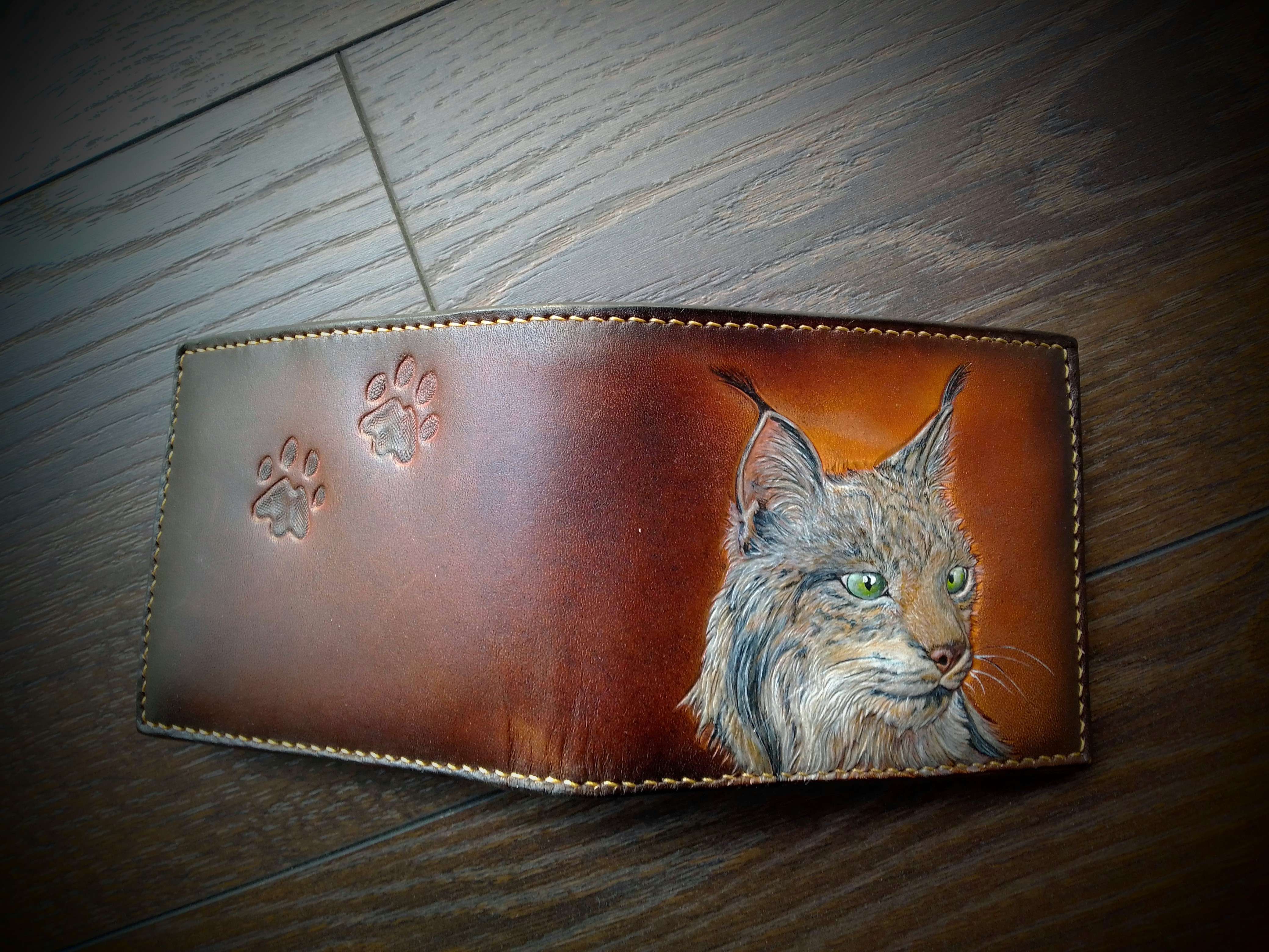 Портфейл "Рис" от телешка кожа, ръчно гравиран - Handmasters.bg