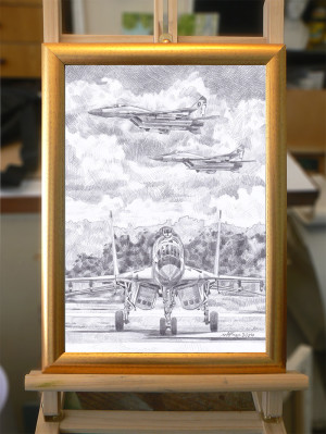 Рисунка с изтребители МиГ-29 .