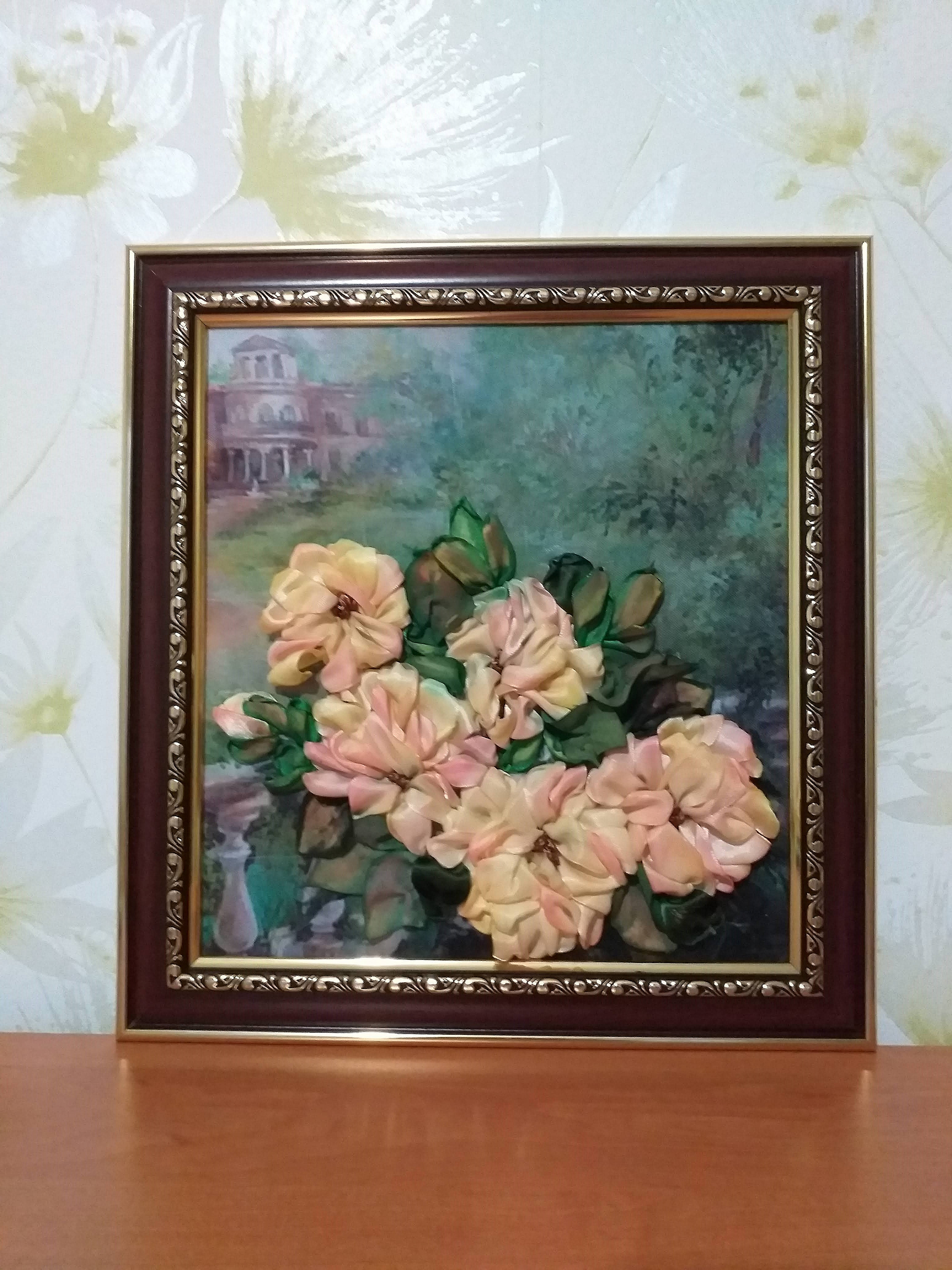 Бродирана картина с # панделки " Рози " - Handmasters.bg
