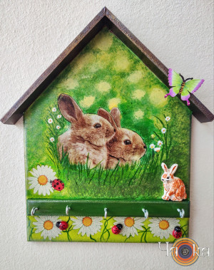 Къщичка за ключове за Великден със зайчета